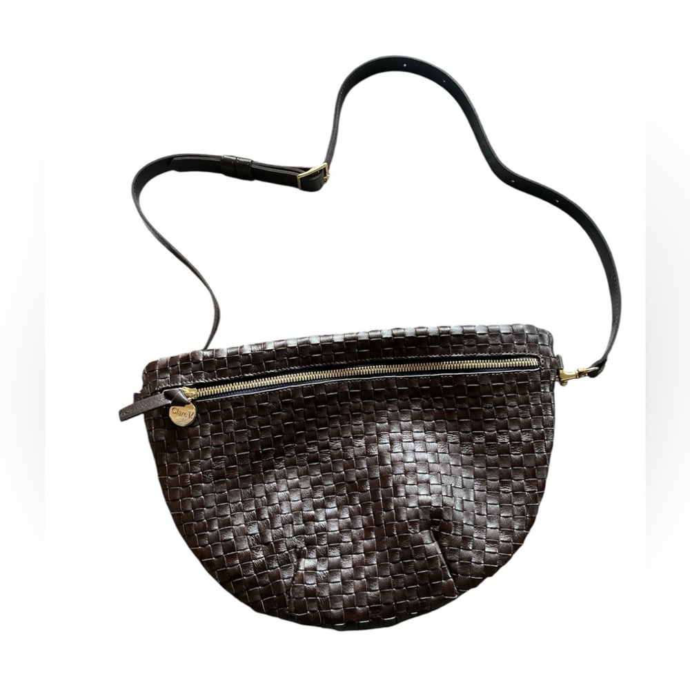 Clare V  Grande Fanny Woven Dark Brown Crossbody Bag Color no longer sold